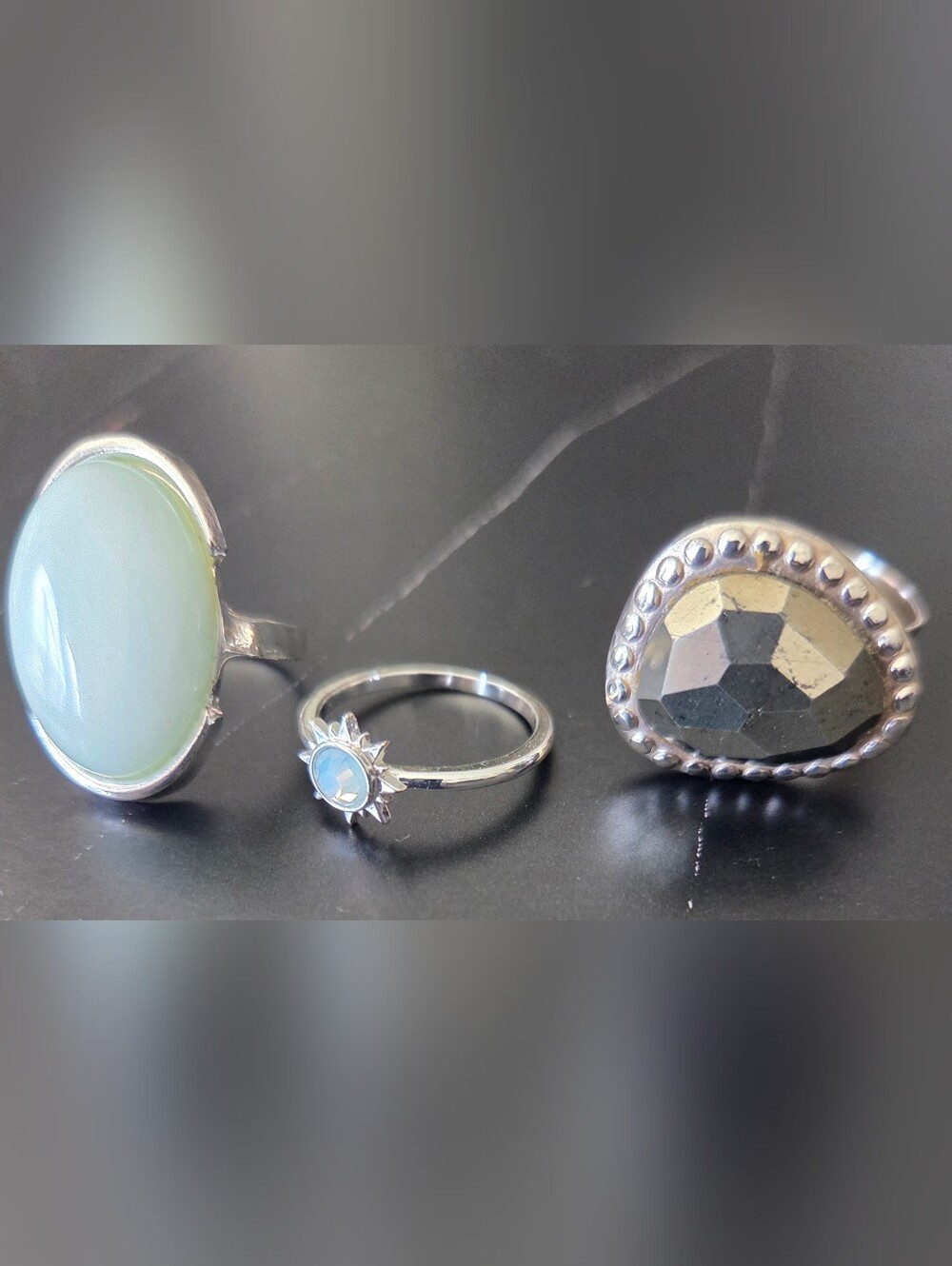 Bundle With Sterling Silver Silpada Fantasy Ring and Vintage Style Cocktail Ring